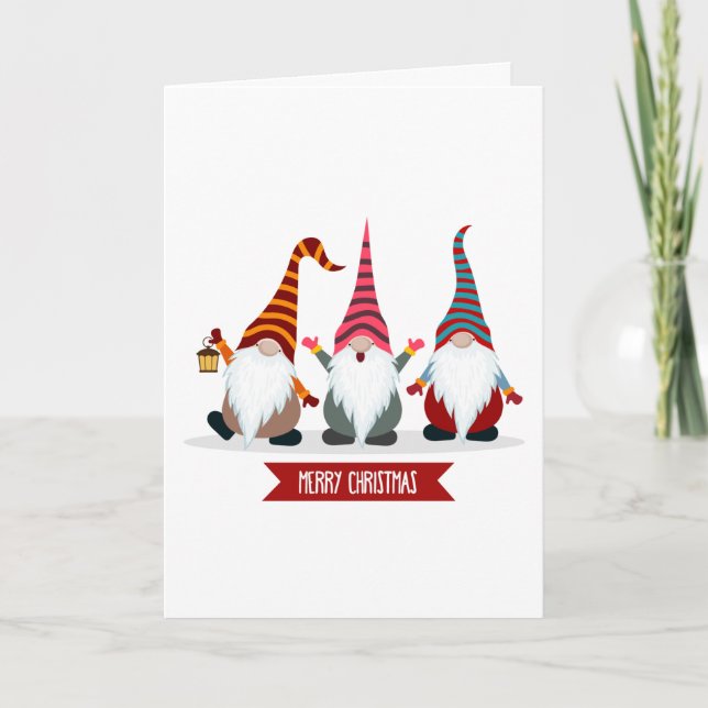 Tarjeta Festiva Funny Gnomes Navidades Card (Anverso)