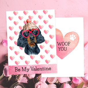 Tarjeta Festiva Funny Gordon Setter I Woof You Dog El día de San V