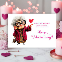 Tarjeta Festiva Funny Grumpy Lady Making Faces Valentine