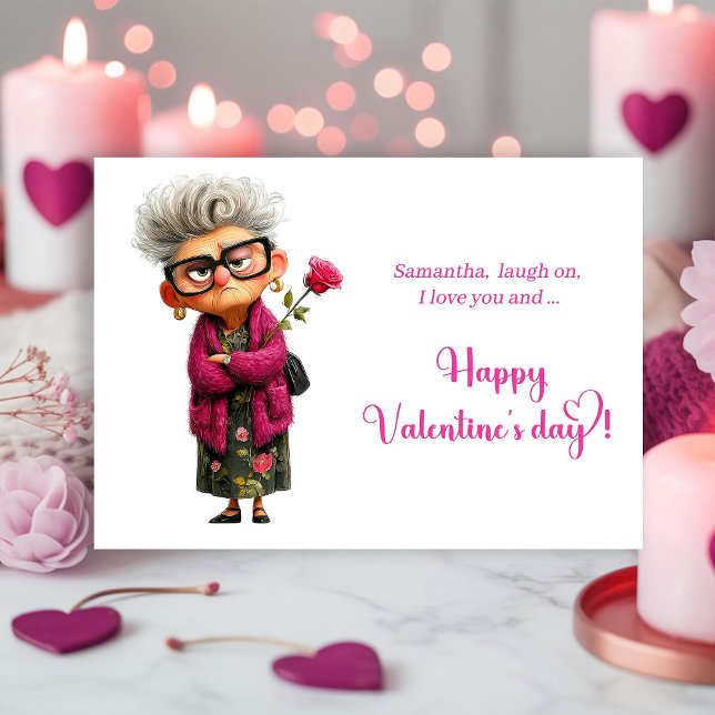 Tarjeta Festiva Funny Grumpy Old Woman Valentine Card Playful (Funny Grumpy Old Woman Valentine Card Playful)