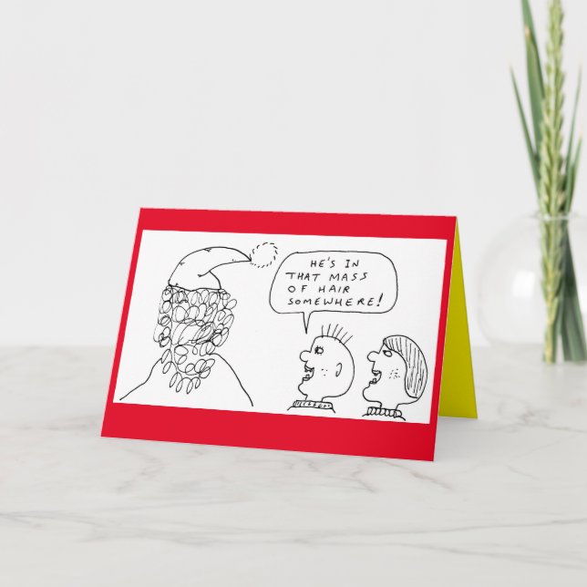 Tarjeta Festiva Funny Hairy Santa Navidades Chiste Personalizado (Anverso)