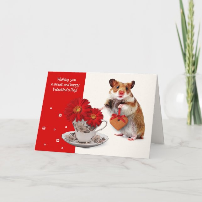 Tarjeta Festiva Funny Hamster El día de San Valentín (Anverso)