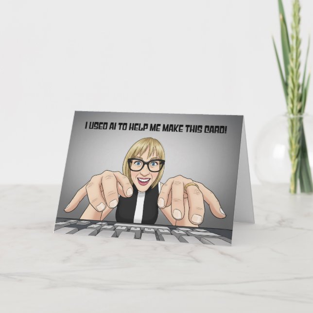 Tarjeta Festiva Funny Happy Birthday AI Artificial Intelligence (Anverso)