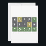 Tarjeta Festiva Funny Happy Birthday Today Wordle<br><div class="desc">Feliz cumpleaños hoy estilo Wordle. ¡Este es el diseño perfecto para los fans del rompecabezas de palabras! Toma este diseño como regalo de cumpleaños para tu novia,  novio,  hermana o hermano a quien le gusta un Wordle. El diseño es un regalo especial para los amantes de Wordle.</div>