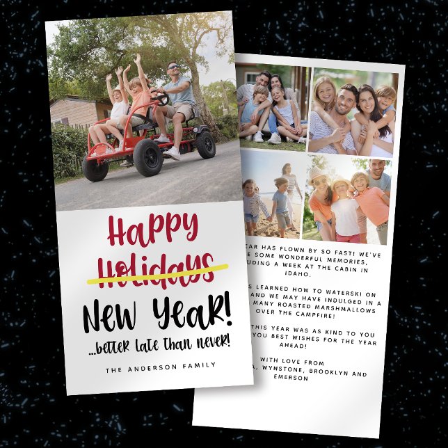 Tarjeta Festiva Funny Happy New Year Strikethrough Photo (Subido por el creador)