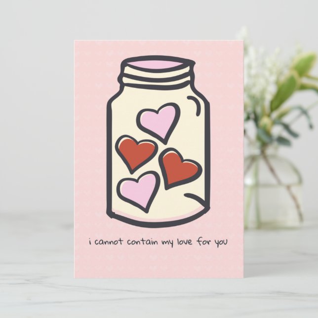 Tarjeta Festiva Funny Heart Jar Holiday Card (Anverso de pie)