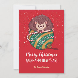 Tarjeta Festiva Funny Hedgehog Nieve feriado de invierno Feliz Nav