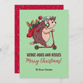 Tarjeta Festiva Funny Hedgehog vacaciones de invierno Feliz Navida