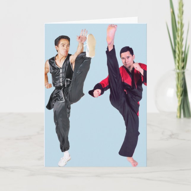 TARJETA FESTIVA FUNNY HELLO MARTIAL ARTS KARATE GREETING CARD (Anverso)