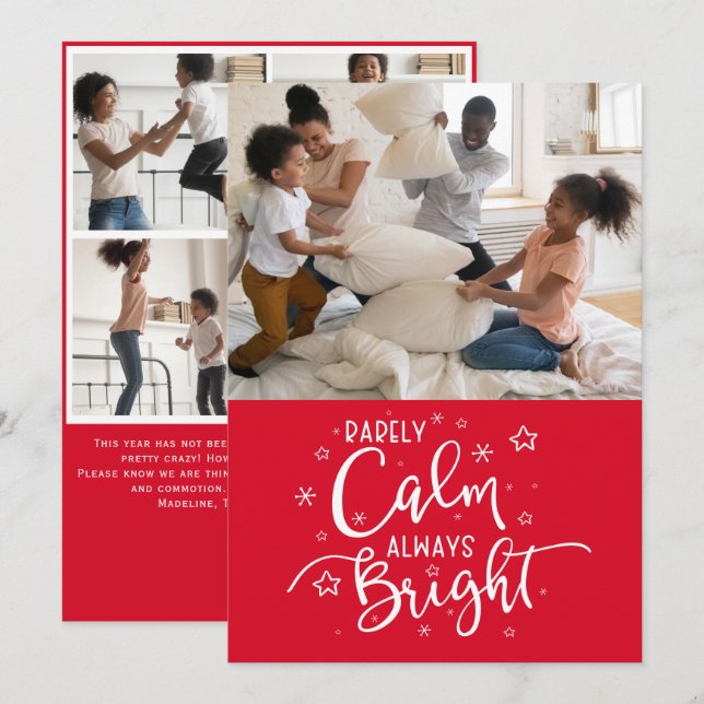 Tarjeta Festiva Funny Holiday 5 Photo Rarely Calm Red Christmas (Anverso / Reverso)