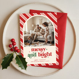 Tarjeta Festiva Funny Humorous Kid Children Family Photo Christmas