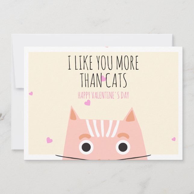 Tarjeta Festiva Funny I Like You More Than Cats Valentine's Day  (Anverso)