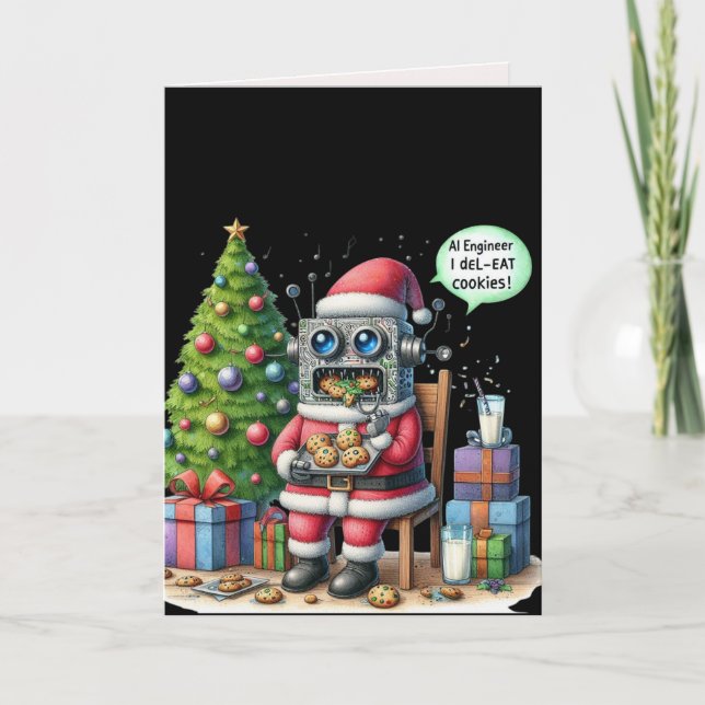 Tarjeta Festiva Funny Ingeniero Navidades Chatbot Gift Corporate (Anverso)