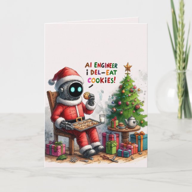 Tarjeta Festiva Funny Ingeniero Navidades Chatbot Gift Corporate (Anverso)