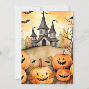 Tarjeta Festiva Funny Jack O’Lanterns Bats Halloween Card