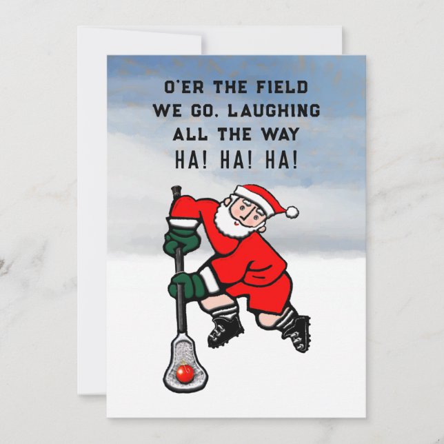 Tarjeta Festiva Funny Lacrosse Navidades Holiday (Anverso)