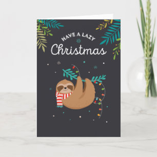 Tarjeta Festiva Funny Lazy Sloth Christmas Card