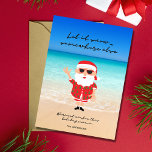 Tarjeta Festiva Funny Let it Snow Florida Santa Beach Navidades<br><div class="desc">Nuestra tarjeta de vacaciones "Let it Snow" de Florida Santa Beach Navidades es una forma bonita y caprichosa de traer algo de sol y risas a sus saludos de vacaciones! Escapar del frío invernal con esta tarjeta cómicamente brillante que le da un giro único a la temporada navideña. Con una...</div>