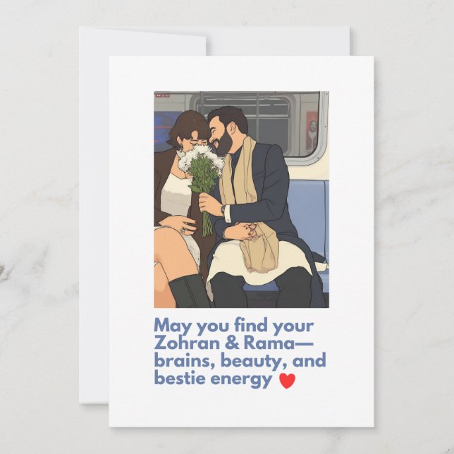Tarjeta Festiva Funny Love Cute – May You Find Your Zohran & Rama (Anverso)
