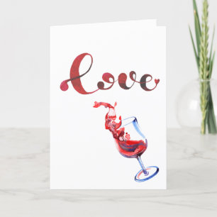 Tarjeta Festiva Funny Love Spilly Wine Glass El día de San Valentí