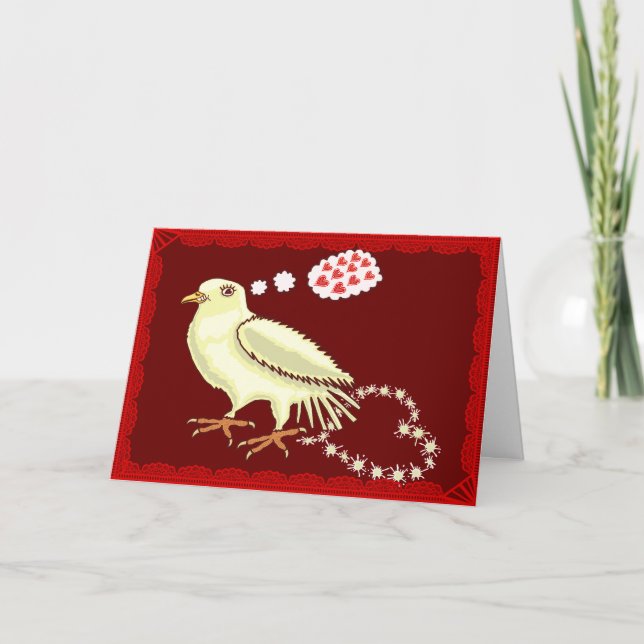 Tarjeta Festiva Funny Lovebird El día de San Valentín Dove (Anverso)