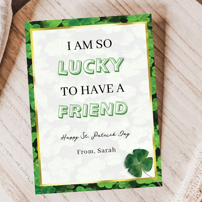 Tarjeta Festiva Funny Lucky Friend St. Patrick’s Day Greeting Card (Subido por el creador)