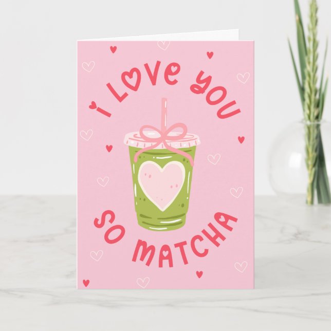 Tarjeta Festiva Funny Matcha Tea Pun Coquette Valentine (Anverso)