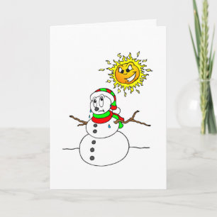 Tarjeta Festiva Funny Melting Snowman Navidades Chiste Vacaciones 