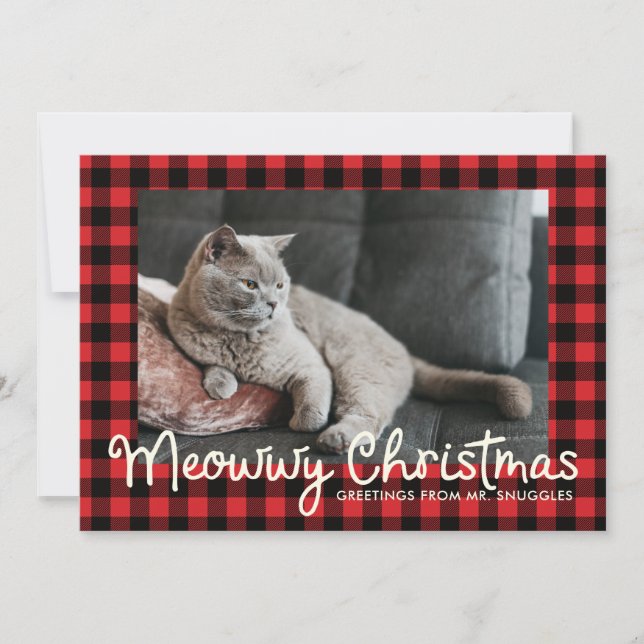 Tarjeta Festiva Funny Meowwy y Bwight Holiday | Saludo fotográfico (Anverso)