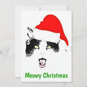 Tarjeta Festiva Funny meowy navidades cat