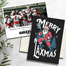 Tarjeta Festiva Funny Merry Laxmas Lacrosse Team Christmas Card