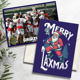 Tarjeta Festiva Funny Merry Laxmas Lacrosse Team Christmas Photo