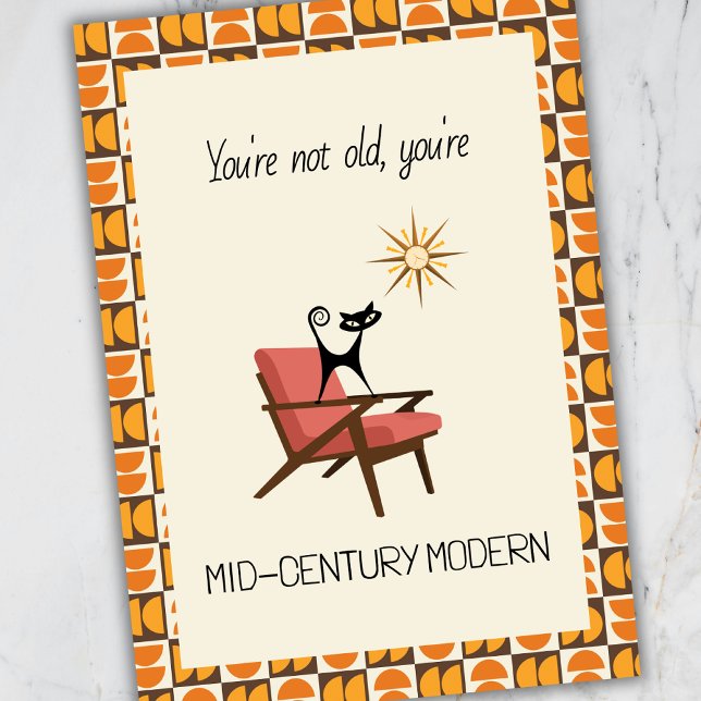 Tarjeta Festiva Funny Mid-Century Modern Atomic Cat Birthday Card (Subido por el creador)