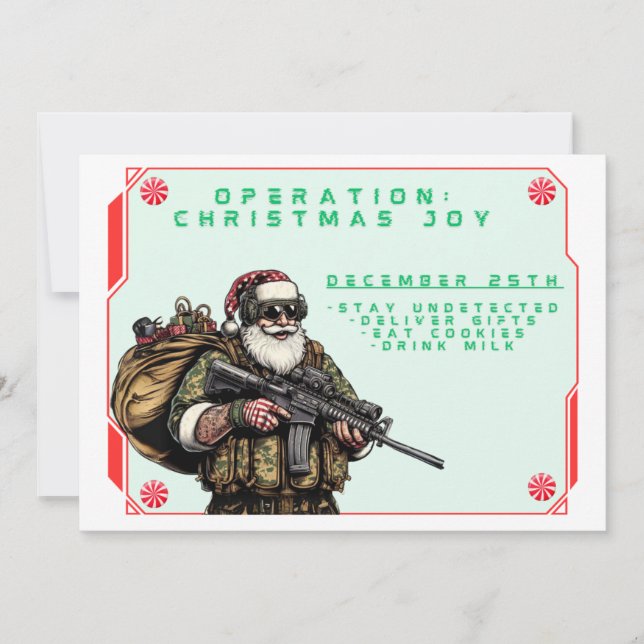 Tarjeta Festiva Funny Military/Navidades Santa (Anverso)