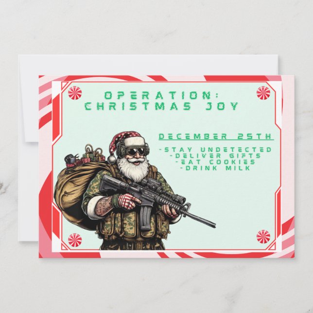 Tarjeta Festiva Funny Military/Navidades Santa (Anverso)