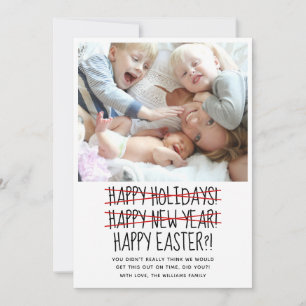 Tarjeta Festiva Funny Modern Late Happy Year Holiday Card
