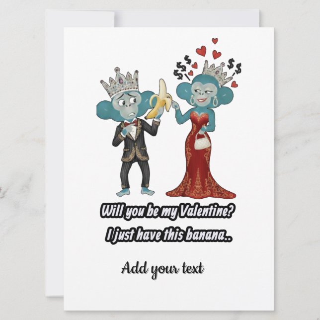 Tarjeta Festiva Funny Monkey Couple Valentine's Day (Anverso)