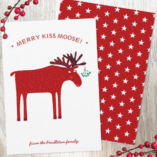 Tarjeta Festiva Funny Moose Holiday Card