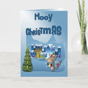 Tarjeta Festiva Funny Mooy Navidades Cow Card