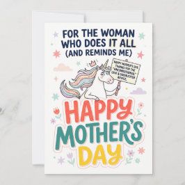 Tarjeta Festiva Funny Mother’s Day Unicorn Card