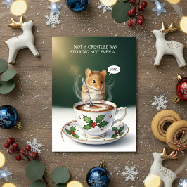 Tarjeta Festiva Funny Mouse Christmas Cute Greeting Card