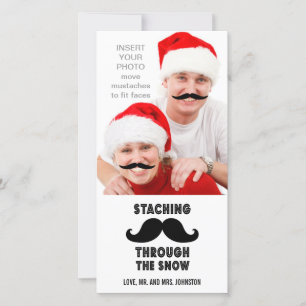Tarjeta Festiva Funny Mustache Christmas Photo Card