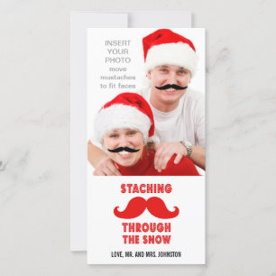 Tarjeta Festiva Funny Mustache Christmas Photo Card