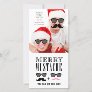 Tarjeta Festiva Funny Mustache Navidades de gafas de sol