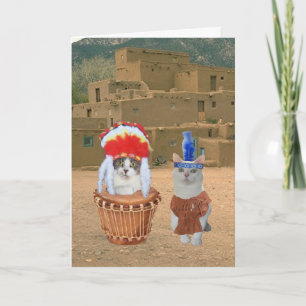 Tarjeta Festiva Funny Native American Indian Kitty Valentine