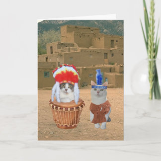 Tarjeta Festiva Funny Native American Indian Kitty Valentine