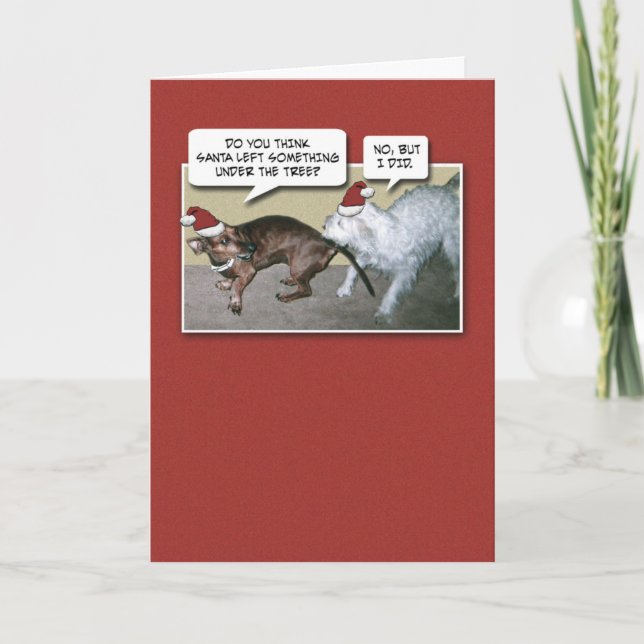 Tarjeta Festiva Funny Naughty Dogs Navidades (Anverso)