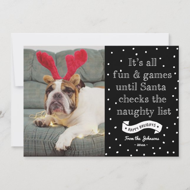 Tarjeta Festiva Funny Naughty List Holidays Photocard Card (Anverso)