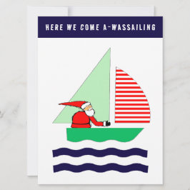Tarjeta Festiva Funny Nautical Sailboat Christmas