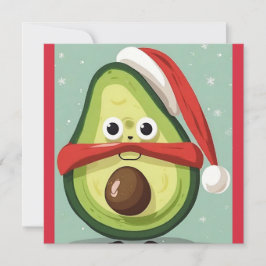 Tarjeta Festiva Funny Navidades aguacate en Santa Hat y Scarf
